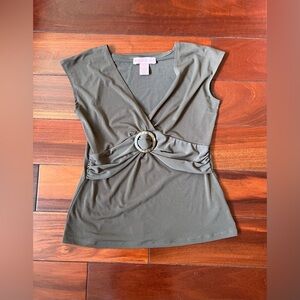 Bandolino Y2K Sleeveless Brown Fitted Blouse Sz S